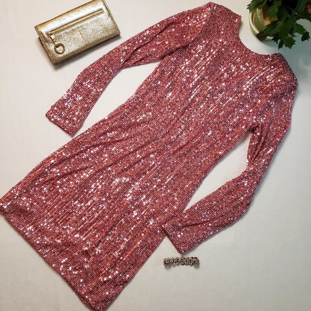 KAOS Mini Dress in Pink Sequins Size US 8 EU 38 Brand New NWT
